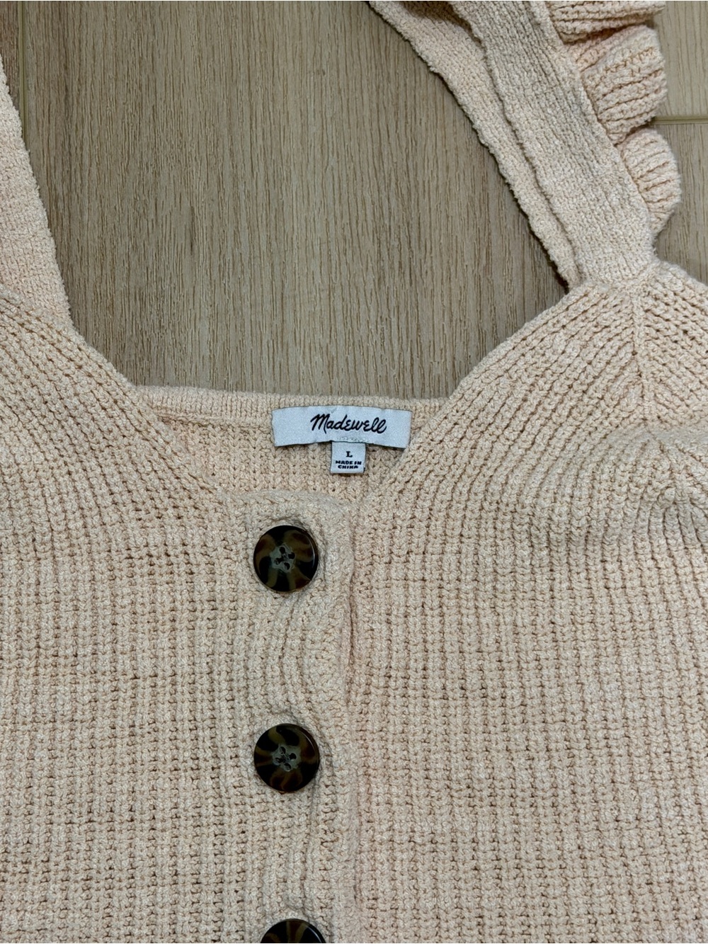Madewell Ruffle-Strap Button-Front Sweater Tank—Size Large - Picture 4 of 5